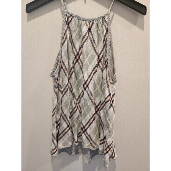 Bella Dahl Tops - Bella Dahl Anthroplogie Plaid Spaghetti Strap Tank Sz M button closure high low